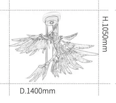 D140 X H105CM Крылья Ангела моделирование окна Гостиная Лофт Ресторан спальня вилла итальянский постмодерн Nordic простая люстра - Цвет корпуса: D140 X H105CM