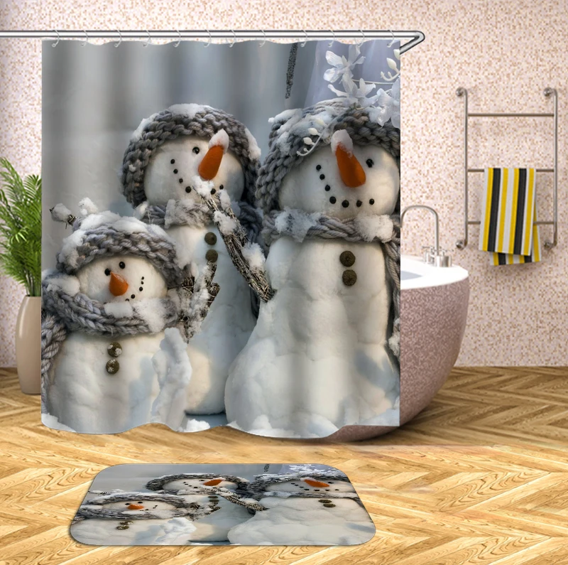 Рождественская занавеска для душа с крючками, занавеска для ванной, 3d занавеска для душа, s цветок, ткань, Рождественская ванна, водонепроницаемые занавески или коврики - Цвет: yl0008