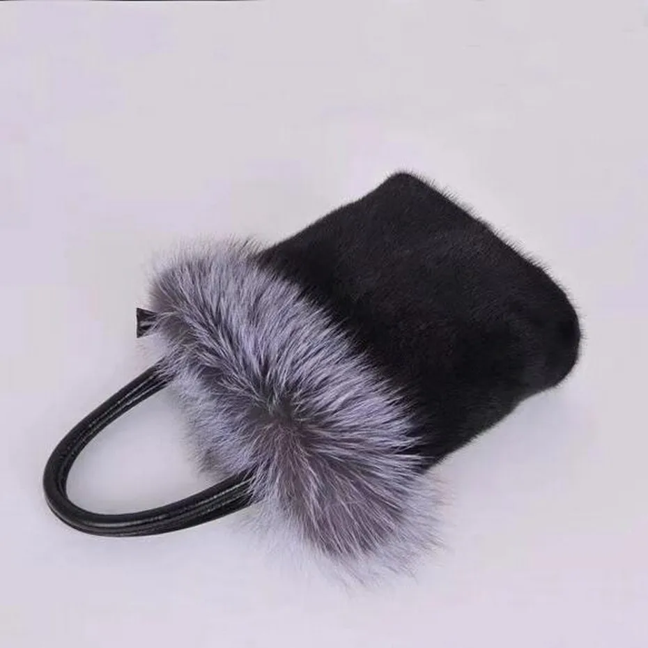 

2020 FXFURS fashion new Women Luxury Mink Fur Handbag Silver Fox Fur Bags Real Fur Bags Lady Super Fashion Mink Bags