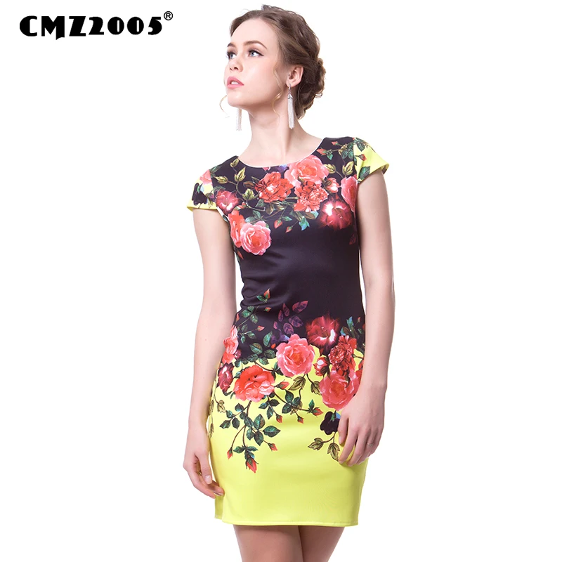 Hot Sale New Women's Apparel High-Quality Printing Dress Short Sleeve O-Neck Mini Fashion Summer Knitting Slim Dresses 71691 | Женская