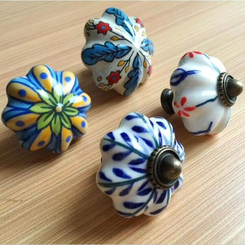 Тонкие керамические ручки ручная роспись фарфоровые для ящиков и шкафов