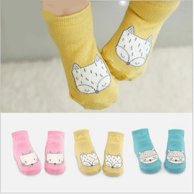 Милые Мультяшные детские носки хлопковые с принтом лисы короткие