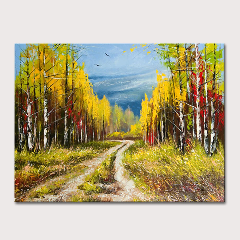 

Free Shipping !!! 100% Handmade Modern Forest Path Landscape Oil Painting On Canvas Wall Art Unframed Top Home Decoration