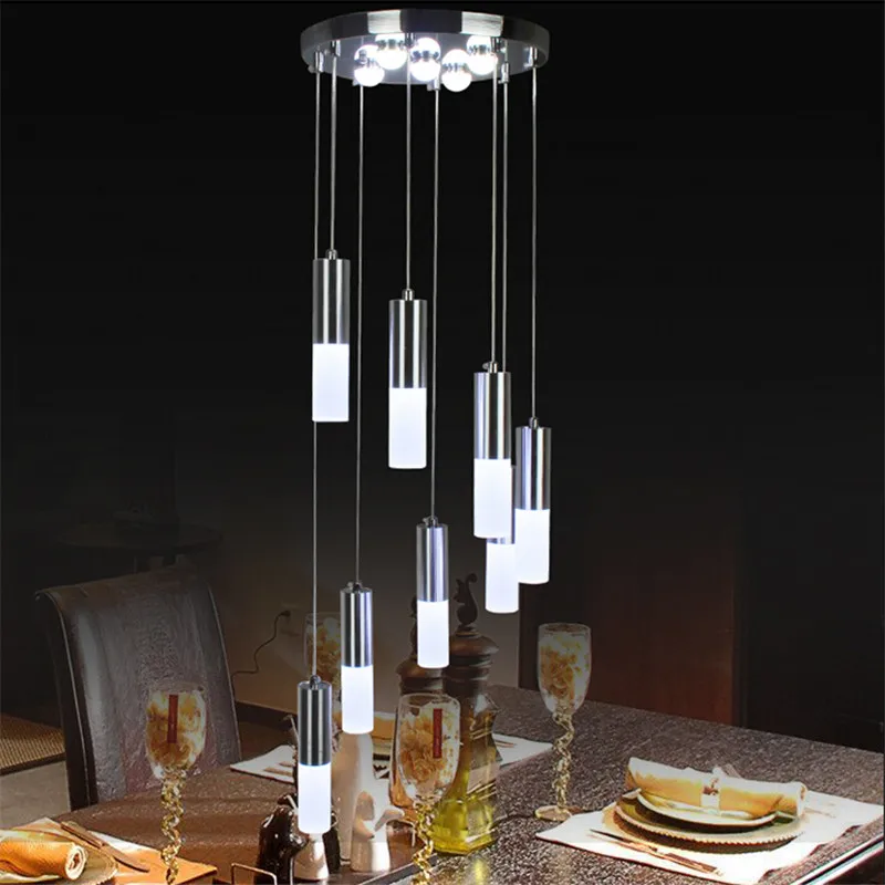 Современная короткая модная 8 головок 39 Вт Светодиодная акриловая Подвесная