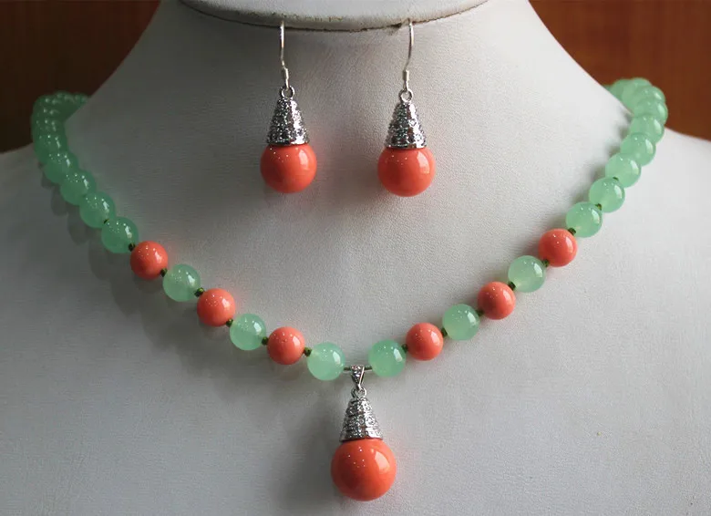 DYY 2 styles! Wholesale 8mm jade mixed pearl simple design necklace+pearl hook earring&amppendant necklace jewelry set (A0516) | Украшения