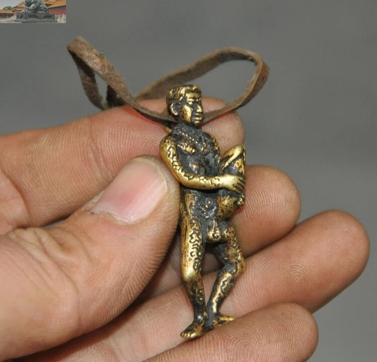 Старый Тибет коровья кожа чистая бронза мужские гениталии Мужская статуя амулет