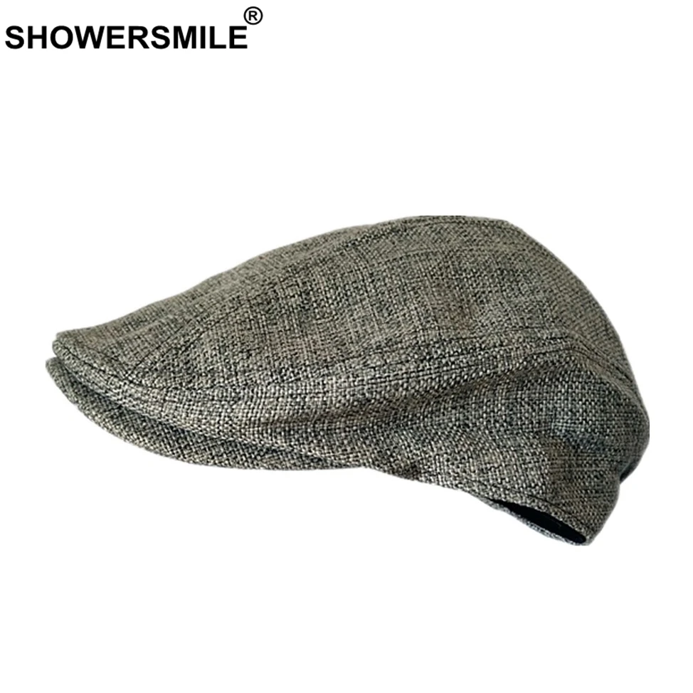 SHOWERSMILE береты, шапка s для женщин, оранжевая хлопковая льняная плоская кепка s, Мужская Классическая однотонная цветная Кепка с утконосом, летняя унисекс Ретро-шляпы