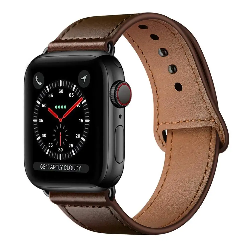 Dark Brown Кожаный ремешок для наручных часов Apple Watch 38 мм 40 мм 42-44 мм, Apple Watch сменный Ремешок Браслет для наручных часов iWatch, браслет Series 5/4/3/2/1 - Цвет ремешка: Dark Brown