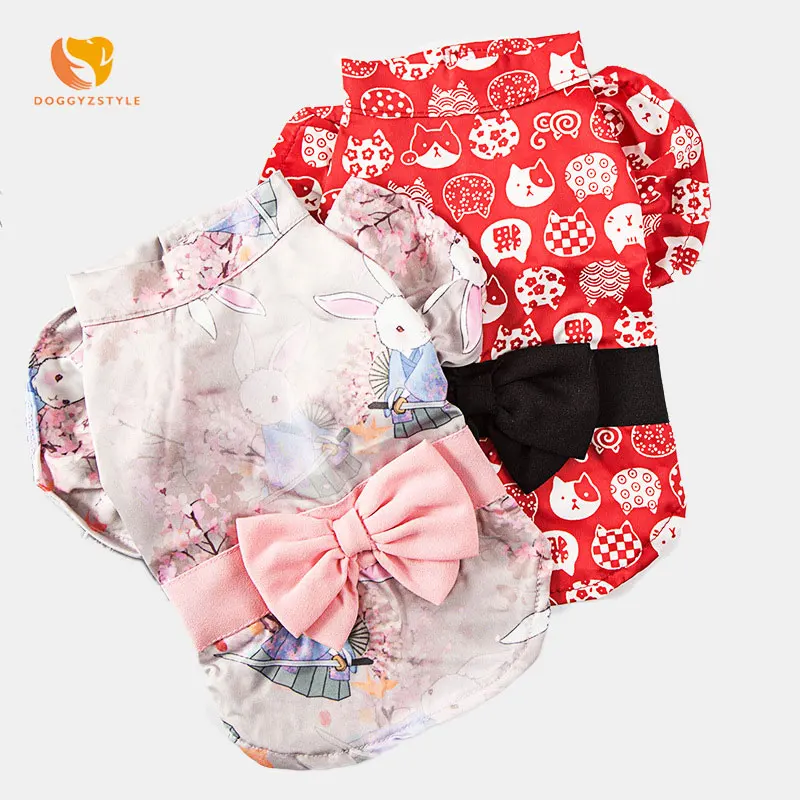 Юбка для маленькой собаки щенка кошки платье питомца плюшевое цветочное кимоно