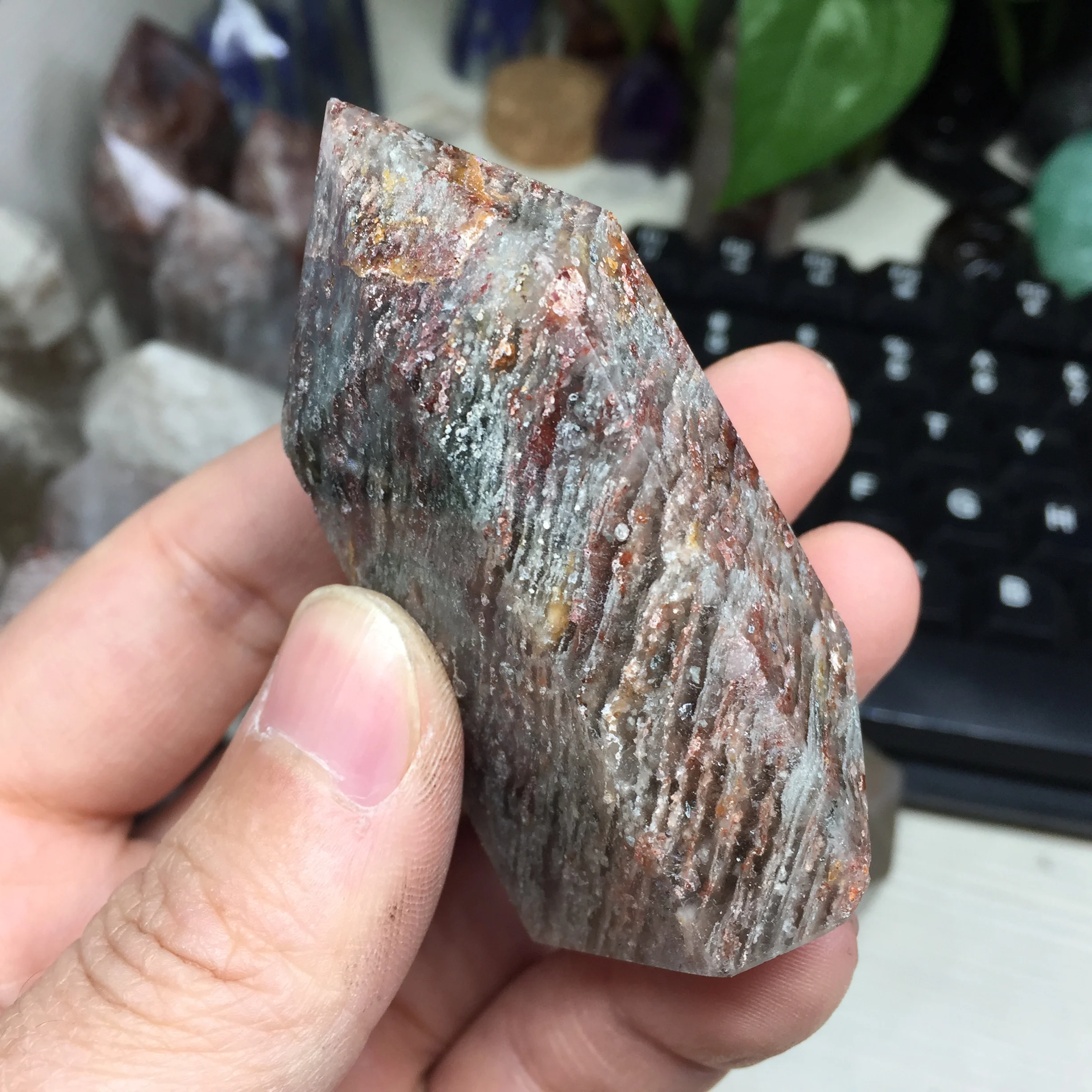 102 г натуральный исцеляющий Phantom Quartz Crystal Wand Clear Hierarchy Details Decoration Stone # BH1189|Камни| |