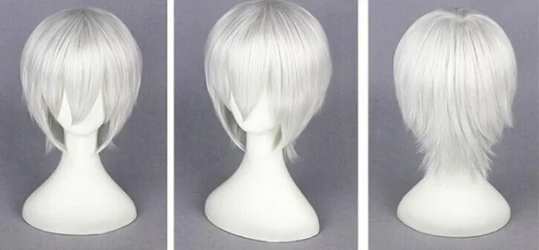 Аниме «Tokyo Ghoul» Косплэй шляпа парик серебристо-белый Короткие прямые синтетические волосы парик для волос волосы, парик, заколки, заколки для волос, трессы, заколки вечерние Хэллоуин костюм на Рождество реквизит