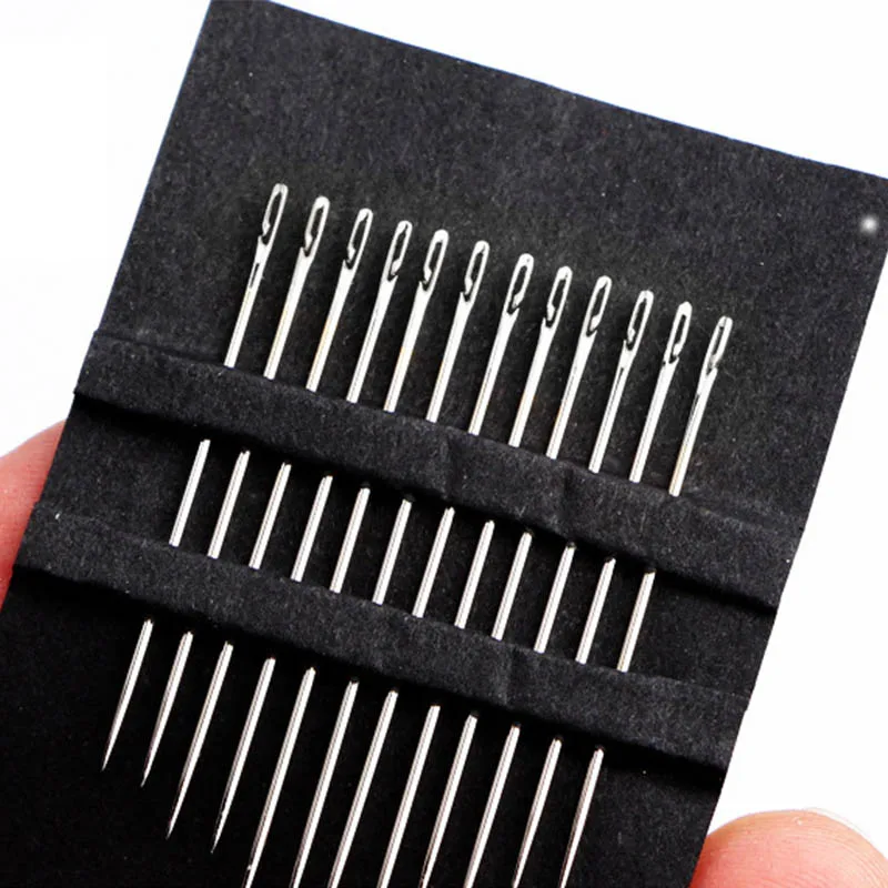 Серебристый Иглы Швейные иглы DIY штопки Горячая боковое отверстие Популярные слепой иглы 12 шт./лот швейные из нержавеющей стали многоразмерные - Цвет: Серебристый