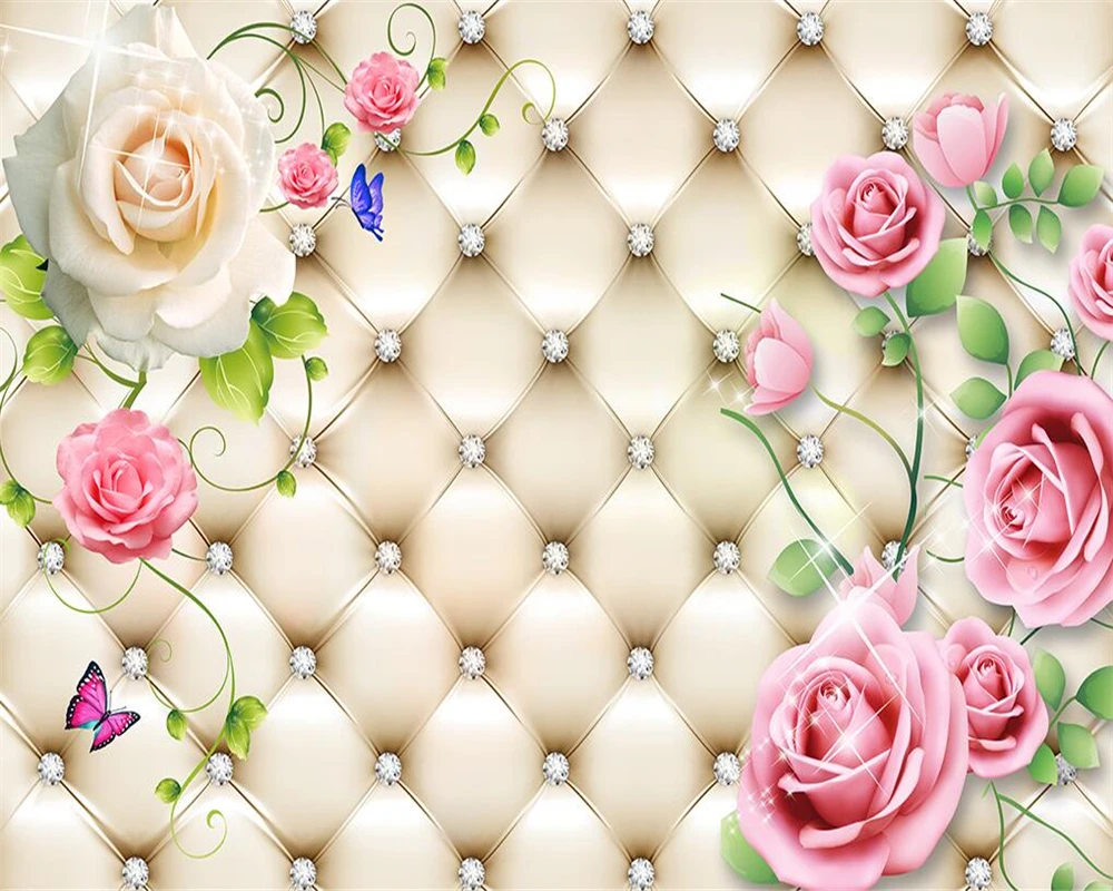 Beibehang пользовательские большие фрески обои мягкий пакет роза лоза фотообои