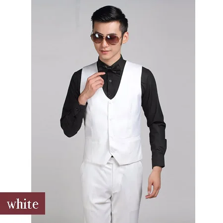 Для мужчин Slim Fit жилет мужской костюм жилет социальных Одежда Свадебные вечерние модные синий черный серый фиолетовый винный красный и белый цвет S312 - Цвет: white