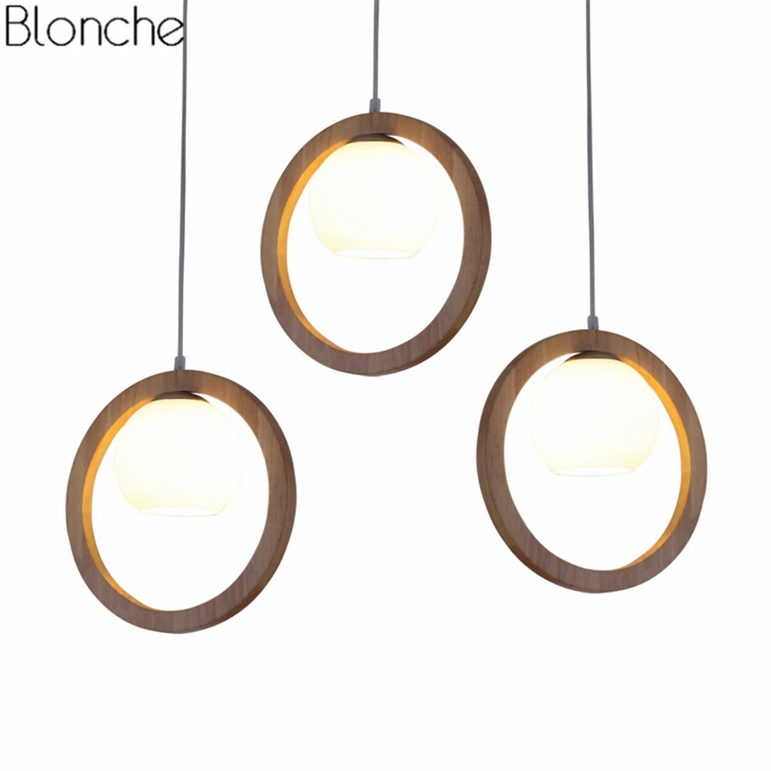Подвесной светильник в китайском стиле с кольцом из цельного дерева стеклянный