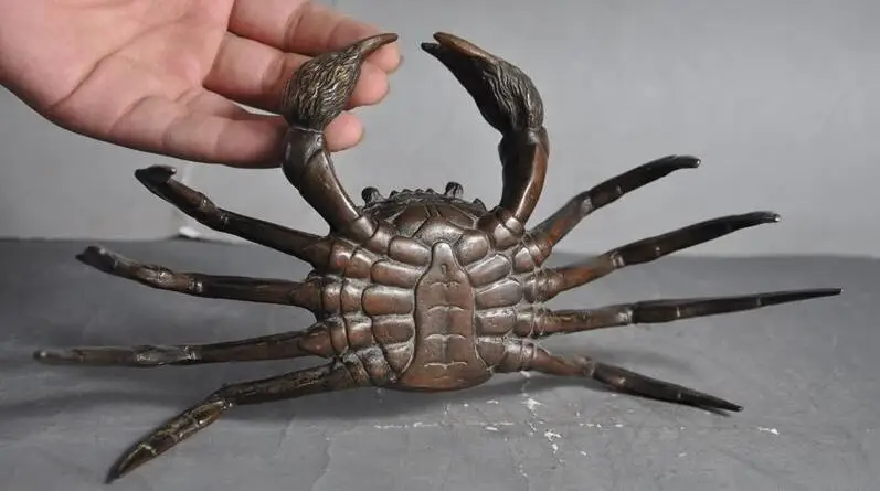 Старый китайский фэншуй бронза благоприятный Краб Крабы животных восемь Fang