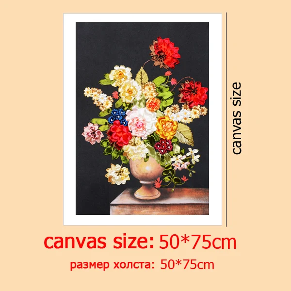 C-0321 DIY 3D Цветочная живопись, легкая Вышивка лентами для начинающих, Набор для вышивки крестиком, картины на холсте для гостиной стены, искусство шитья - Цвет: C-0321