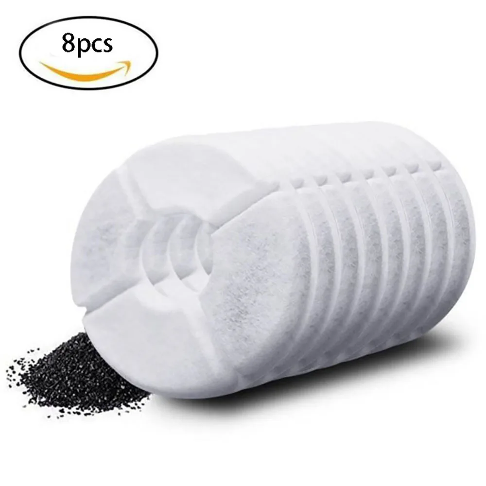

8 Packs Activated Carbon Replacement Filters Pet Fountain Automatic Flower Water Charcoal filters Dispenser Compatible Cats Dogs