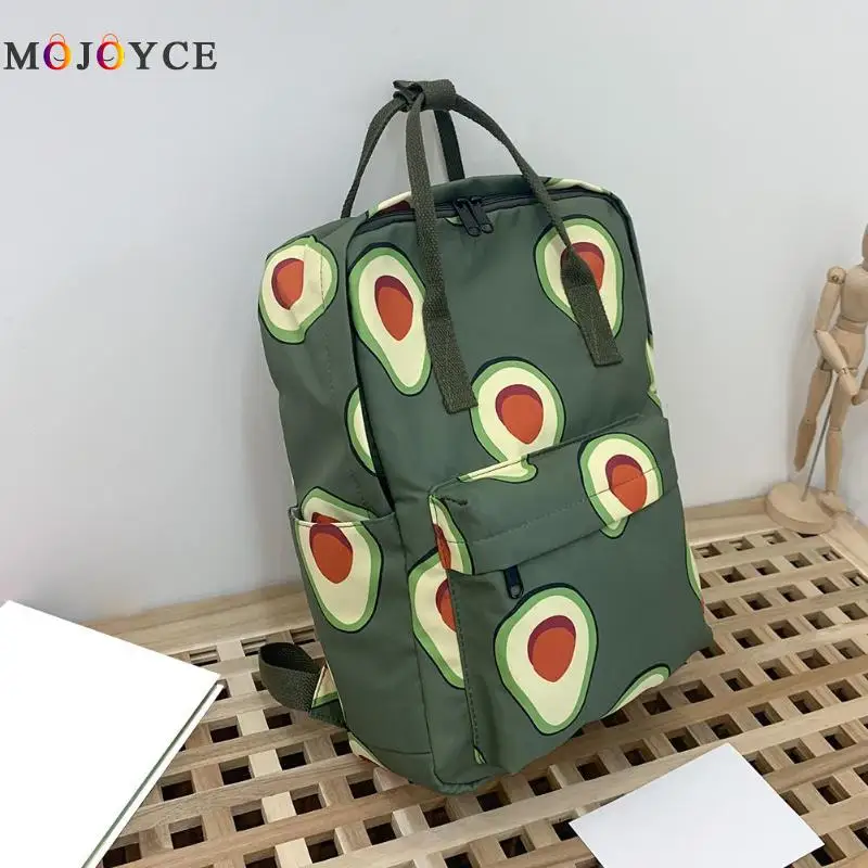 Женский холщовый рюкзак с мультяшными фруктами и животными, Большой Вместительный школьный рюкзак для студентов и путешествий, рюкзак авокадо