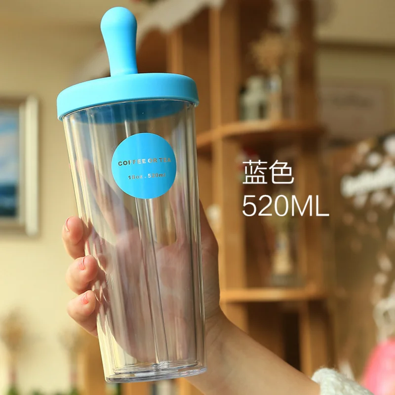 Двойные стенки пластиковые чашки и кружки Bpa бесплатно бутылка для воды с