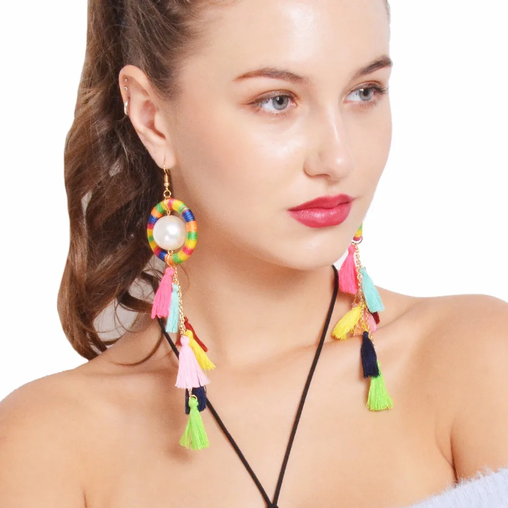 Bohemia pearl pendant necklace South Korea cotton velvet tassel necklaces earrings | Украшения и аксессуары