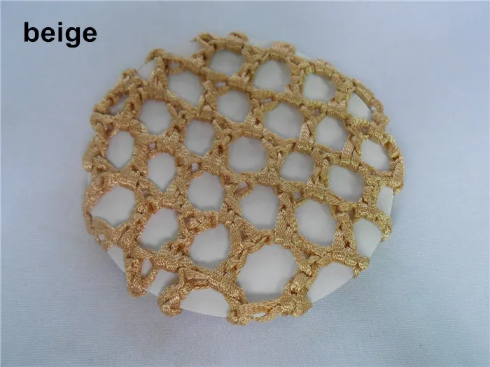 beige 60 шт./лот Best продажи Упругие Вязание волос Snood Бун Обложка Hairnet Балетные Костюмы Танец катание сетки Бун Обложка - Цвет: beige