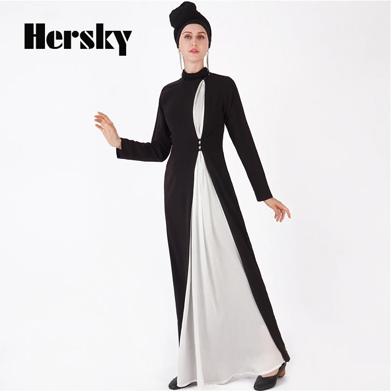 Модное классическое черно белое платье dubai abaya Ближний Восток арабское турецкое