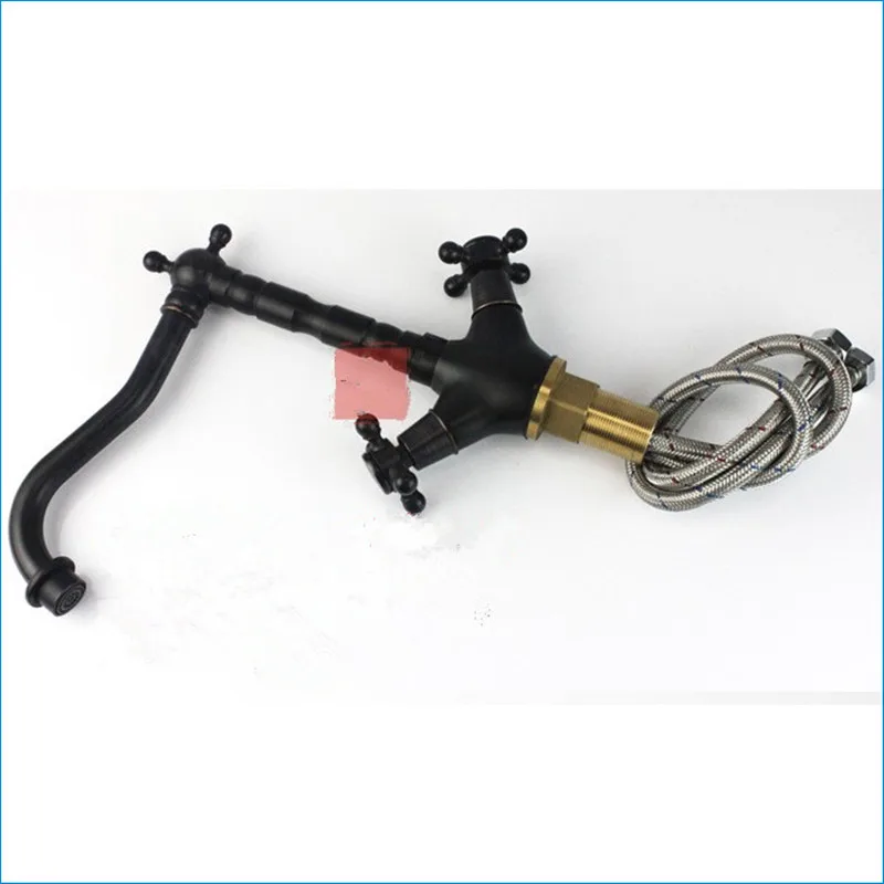 Europe style Black antique brass Rotatable mixer tap dual holder single hole kitchen faucet Free Shipping J14805 | Обустройство дома