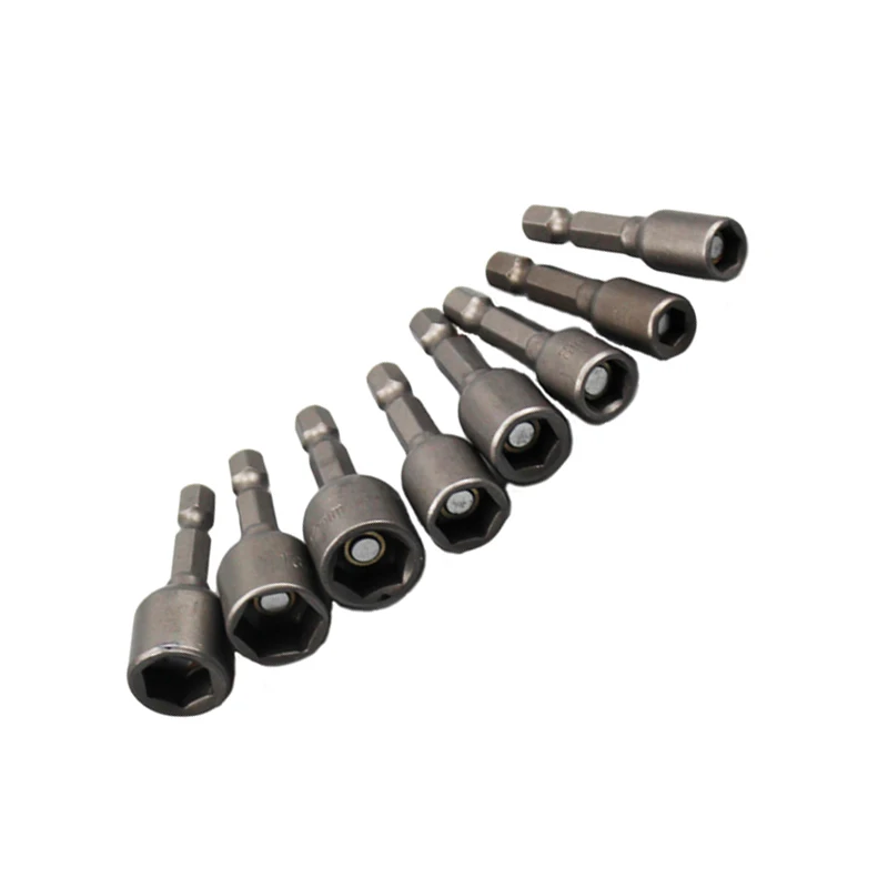 

8pcs 1/4inch shank 6-13mm Strong Magnetic Hex Socket set Nozzles Nut Driver kit Drill Bit Adapter Wind Approved
