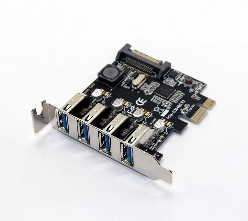 4 порта USB 3,0 5 Гбит/с PCI-Express X1 карта адаптер концентратор Поддержка низкопрофильный кронштейн