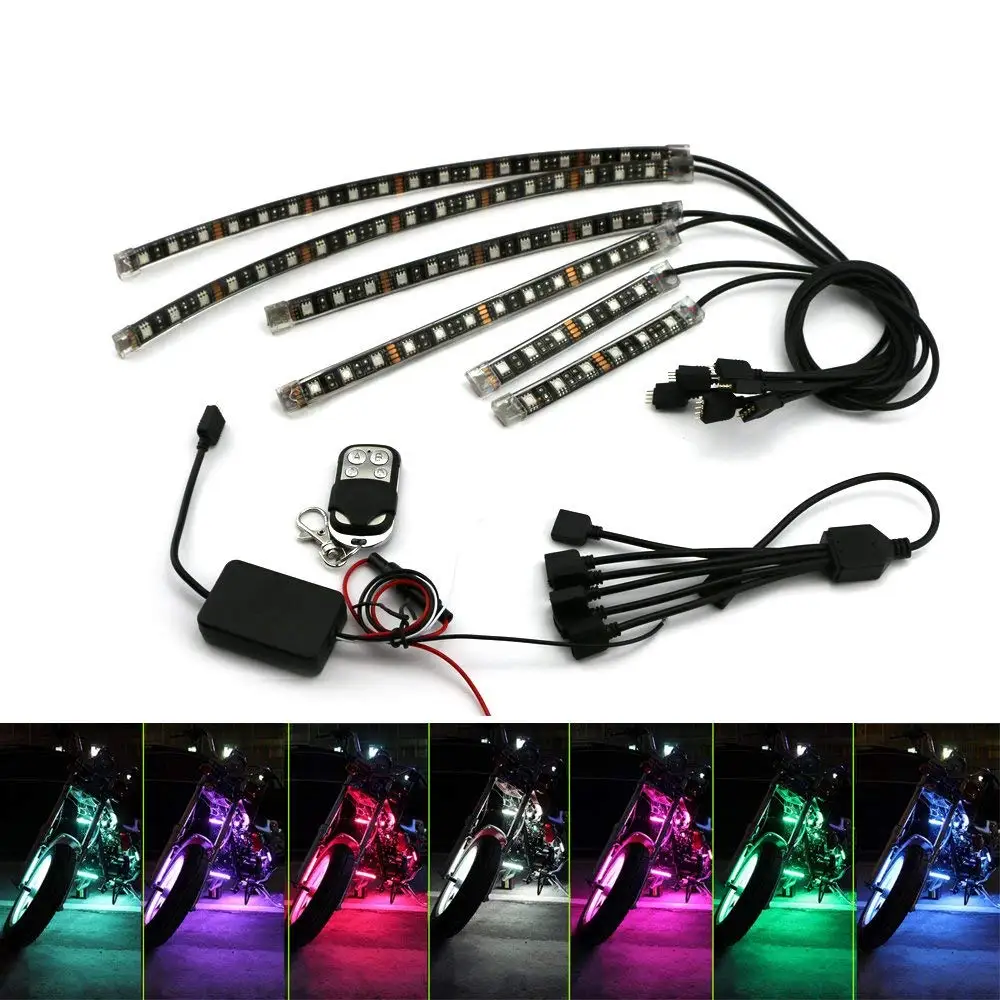 Мотоцикл Underglow ленты Lights Комплект 6 шт. RGB RF Remote Multi Цвет Водонепроницаемый акцент