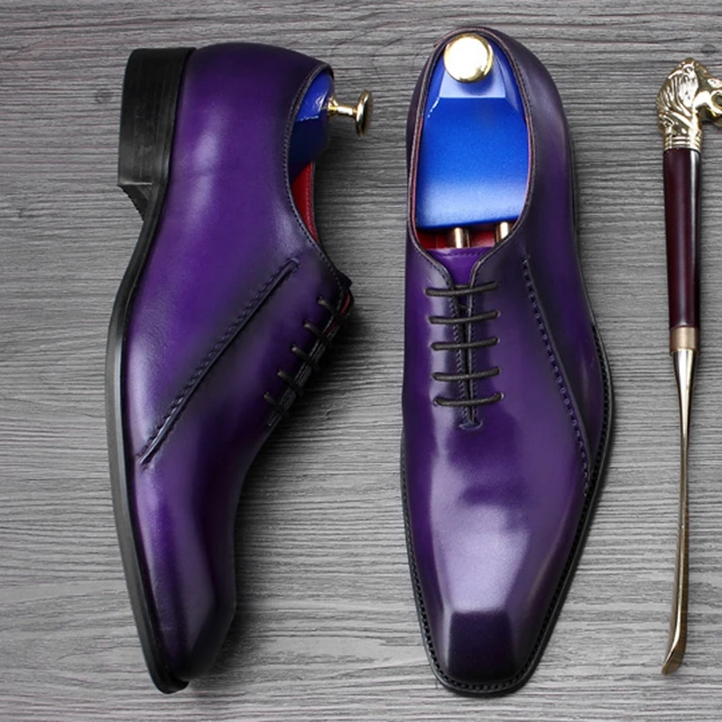 Мужские туфли оксфорды из натуральной кожи с квадратным носком на плоской