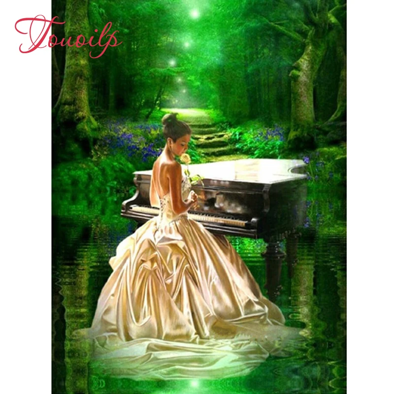 Алмазная вышивка Девушка лес пианино пазлы алмазная живопись распродажа мозаика