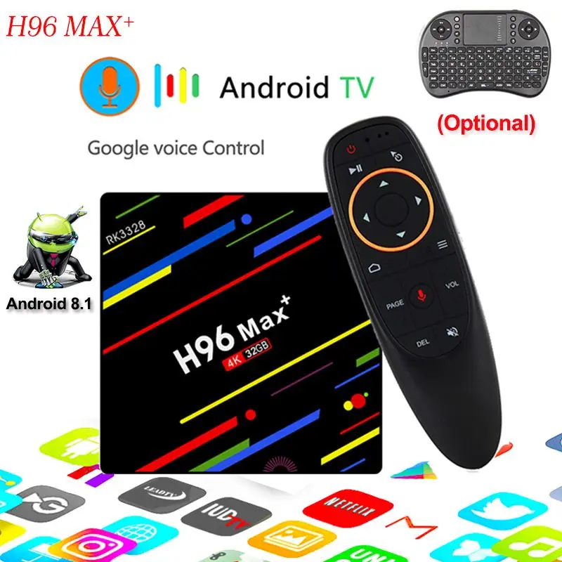 H96 Max + ТВ коробка Android 8 1 4 k со сверхвысоким разрешением Ultra HD Media Player Гб ОЗУ 32 ПЗУ H.265