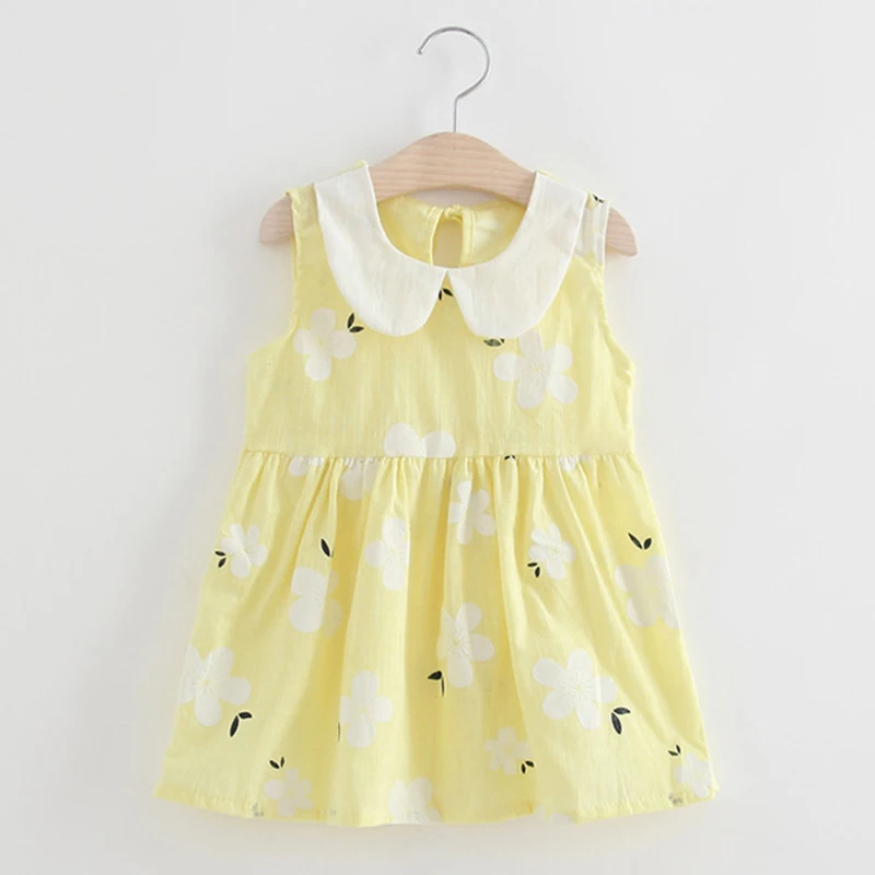 Baby Girls Dress Infant Kids Sleeveless Vestidos A-Line Peter Pan Collar Children Clothes Summer 2 to 7 Years Old | Детская одежда и
