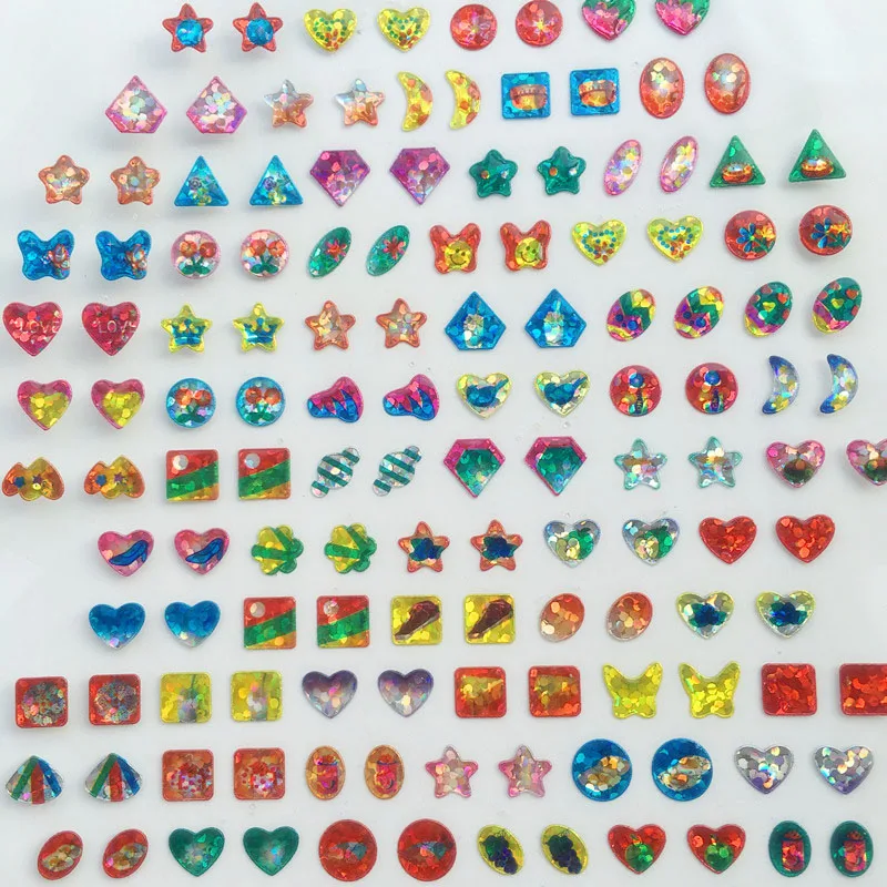 4 листа/комплект Дети милый стикер Kawaii наклейка на холодильник DIY серьги мультфильм кристалл награда наклейка в школу для детей