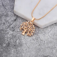 tree of life necklace for women gold silver color short choker small crystal female pendant necklace jewelry 2021 party gift
