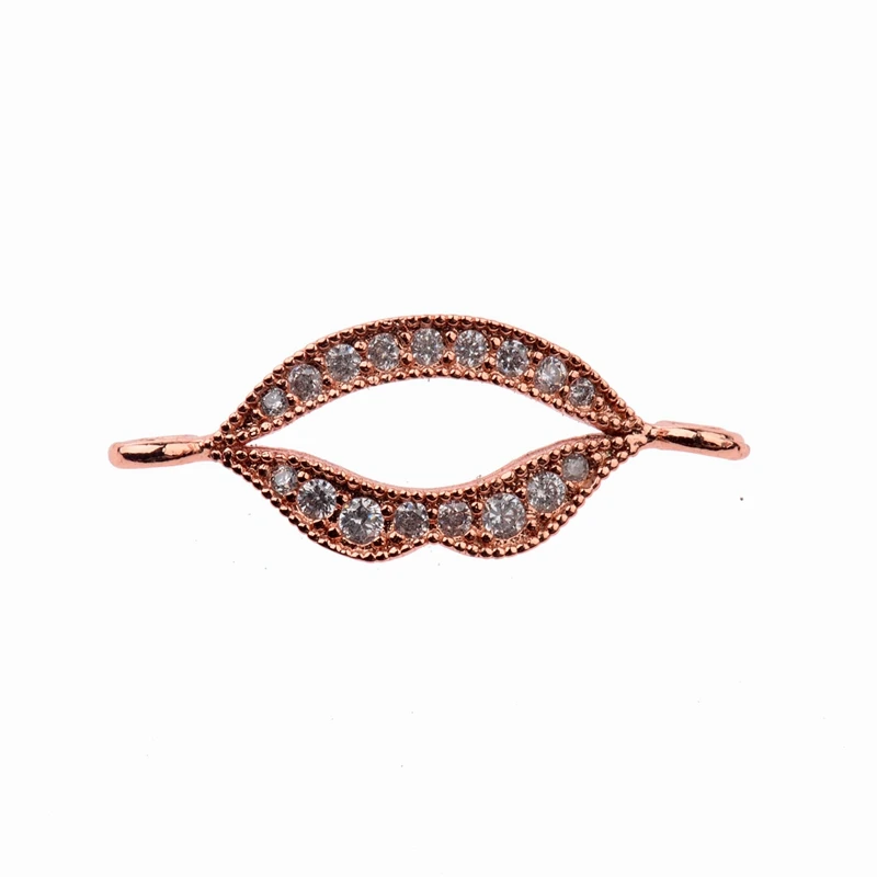 Новые Позолоченные Латунные Микро проложить Циркон ZC формы губ разъем бусины для