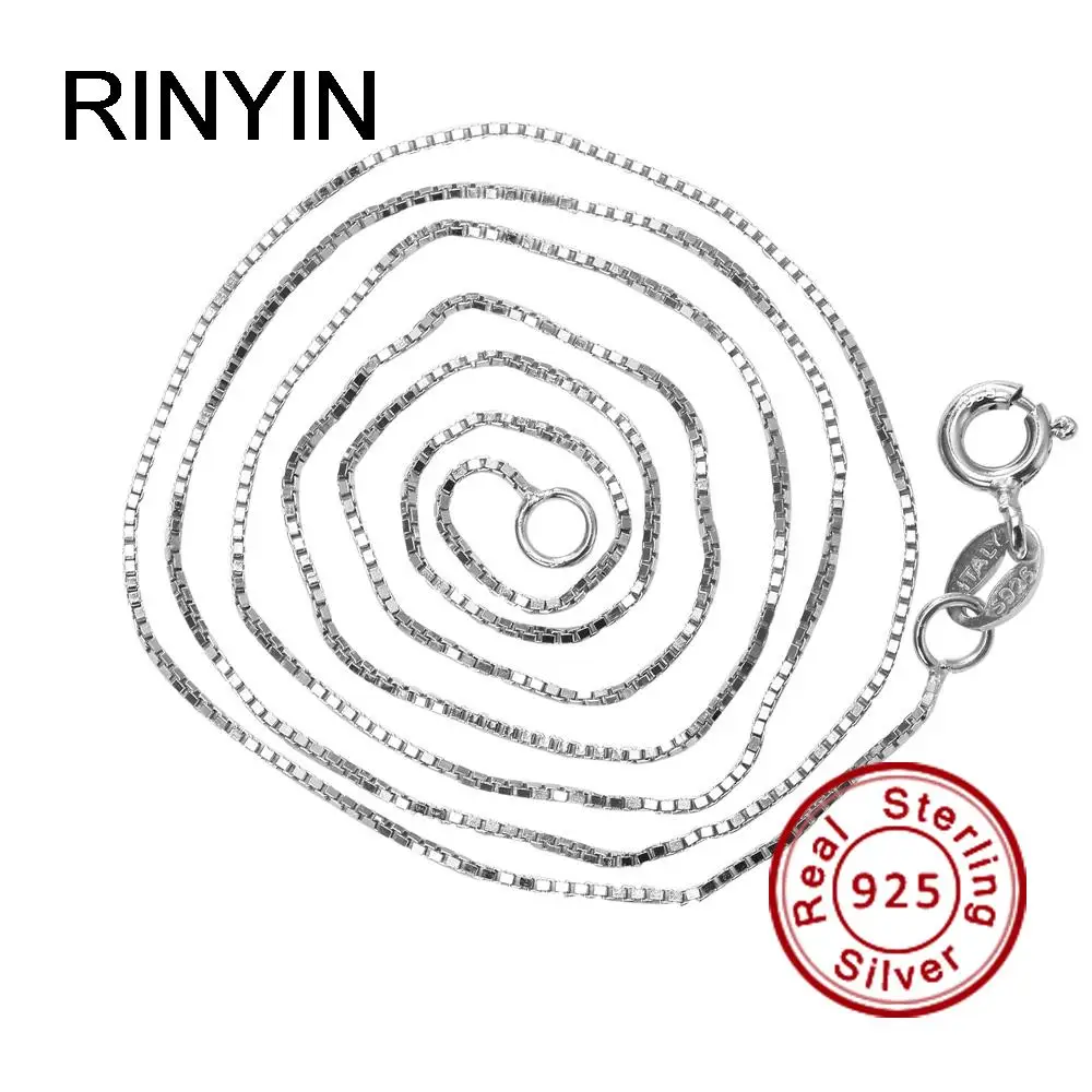 RINYIN 100% Стерлинговое Серебро 925 пробы ожерелье модное ювелирное изделие 1 мм