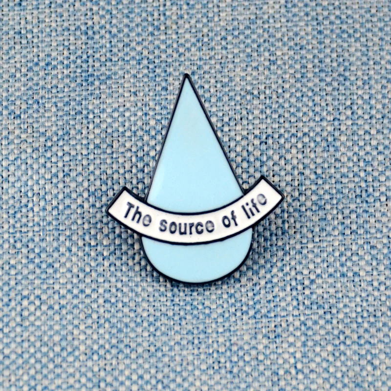 The Source Of Life Enamel Pin Water Droplets Teardrop Badge | Украшения и аксессуары