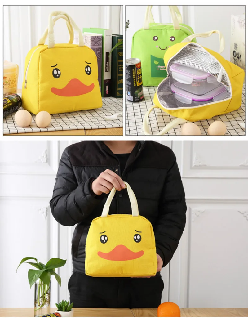 1 шт. мультяшный холщовый Ланч бокс сумка для еды водонепроницаемый чехол