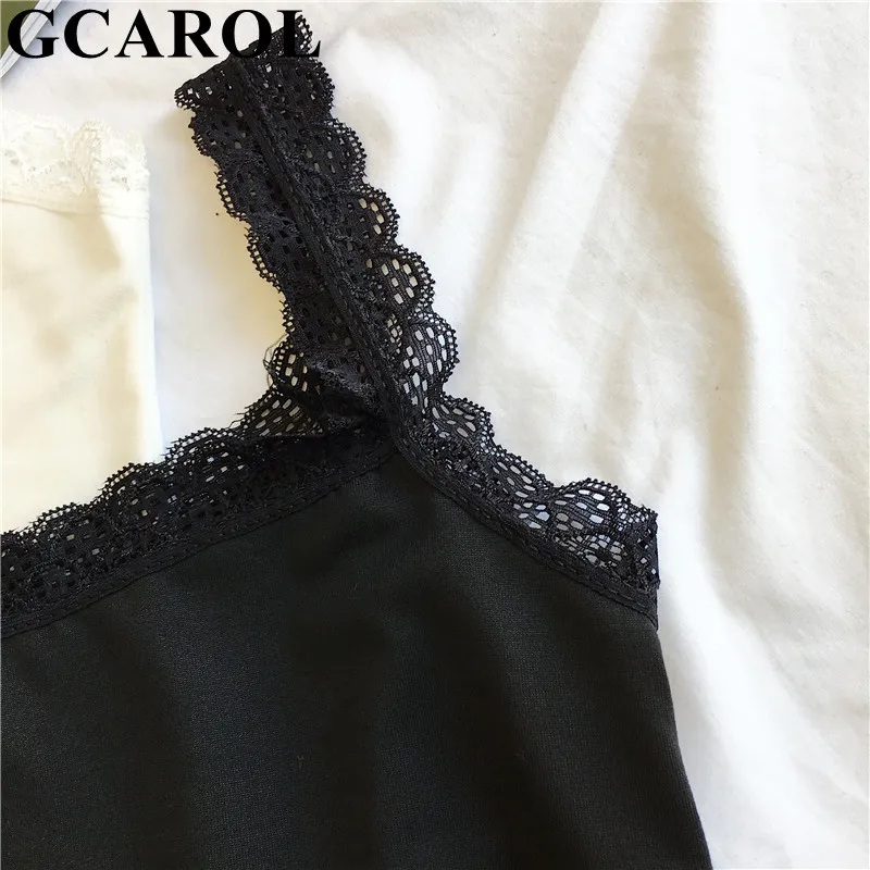 GCAROL, летние кружевные майки, сексуальные, черные, белые, уличная одежда, пляжный жилет, майки, базовые Топы, M-2XL