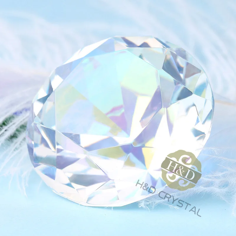 

H&D Gifts For Lover 5pcs 40mm Aurora Borealis Crystal Diamond Paperweight Decorative Faceted Crystal Wedding Favors Home Decor