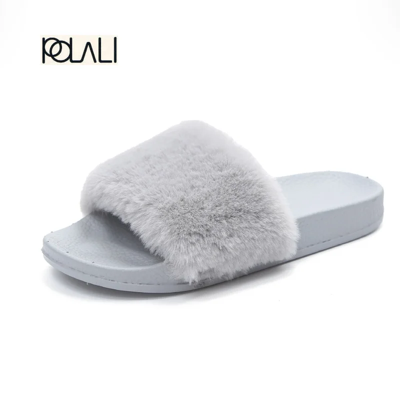 Домашние меховые тапочки 2022 теплая обувь на платформе женские мягкие слипоны