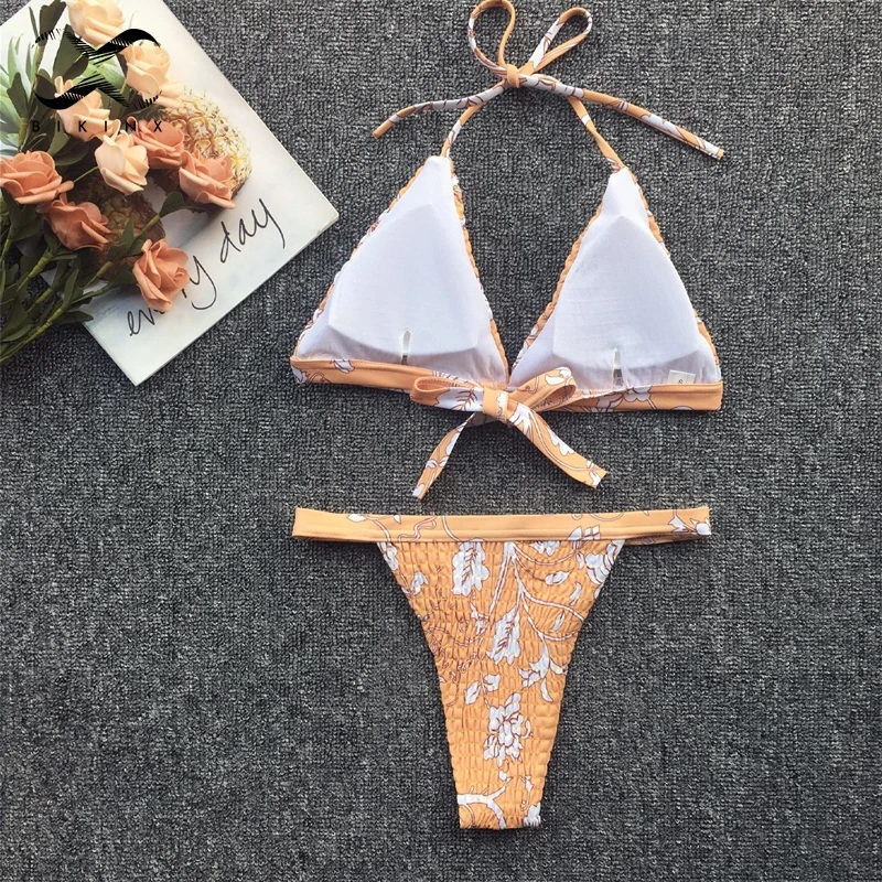 Bikinx плиссированные Холтер трусики бикини 2019 женщина треугольники Купальник push up