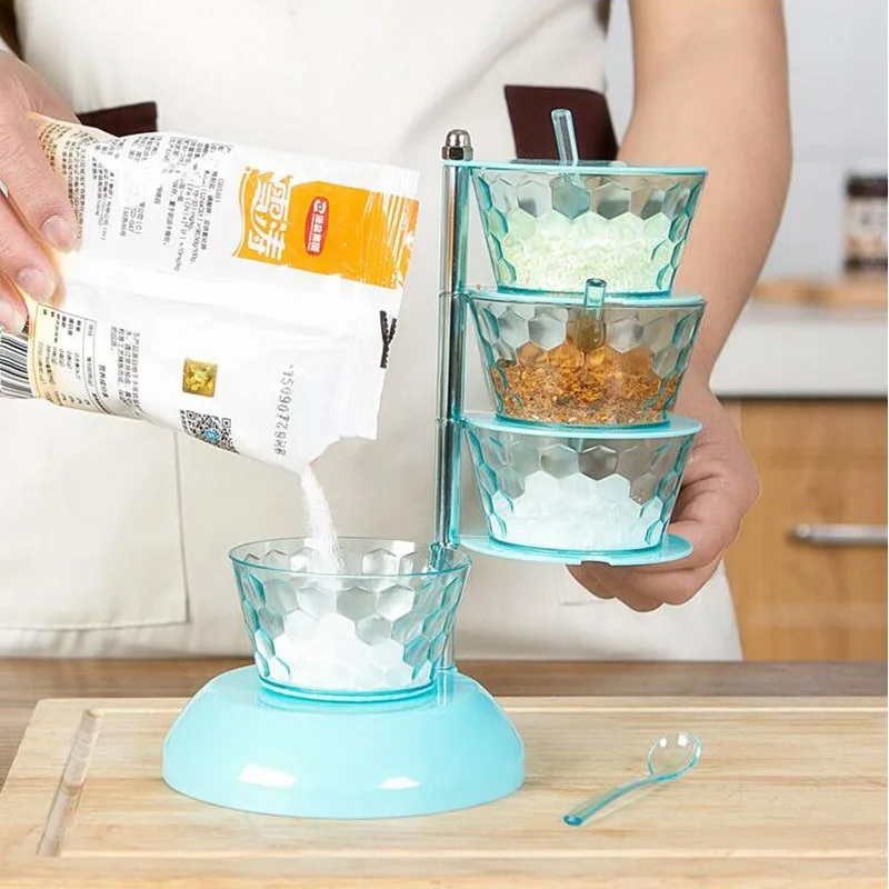 4 слойная модная цветная подставка для приправ с кристаллами вращающаяся на 360