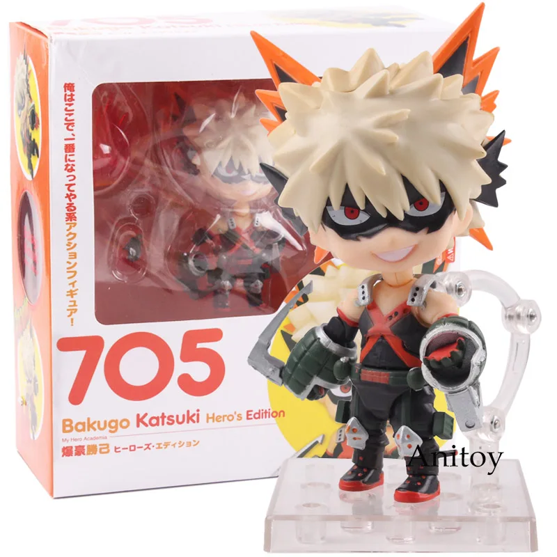 Bakugou with box Фигурка My Hero Academy Bakugou Katsuki& Midoriya Izuku Nendoroid 686/705 ПВХ Boku No Hero Academy фигурка коллекционная игрушка - Цвет: Bakugou with box