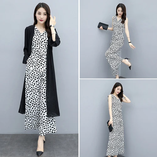 

Chiffon Polka Dot Two Piece Set Top&pants Set Ensemble Femme Deux Pieces Year-old Female Costume Conjunto Feminino Woman Suit