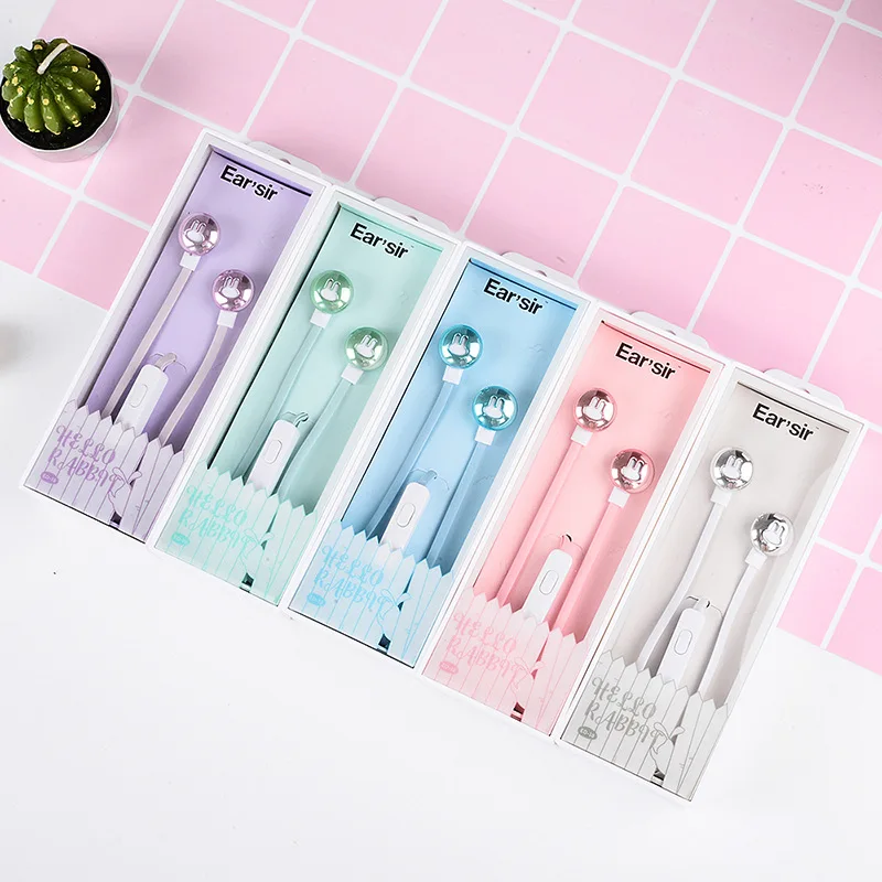 CHICLITS милые наушники в виде кролика из мультфильма карамельного цвета 3 5 мм