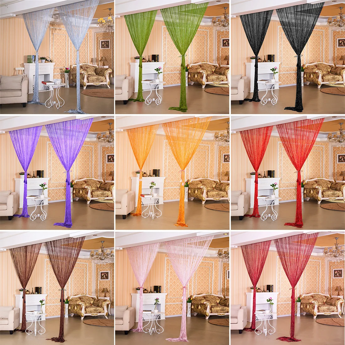 Современная Милая блестящая строка штора занавеска на окно перегородка